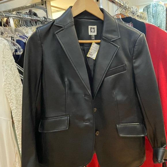 Anne Klein stretchy leather jacket - Picture 3 of 6